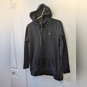 POLO RALPH LAUREN Women Hoodie Sweater Black Size XS Loose Fit Decorative Zipper